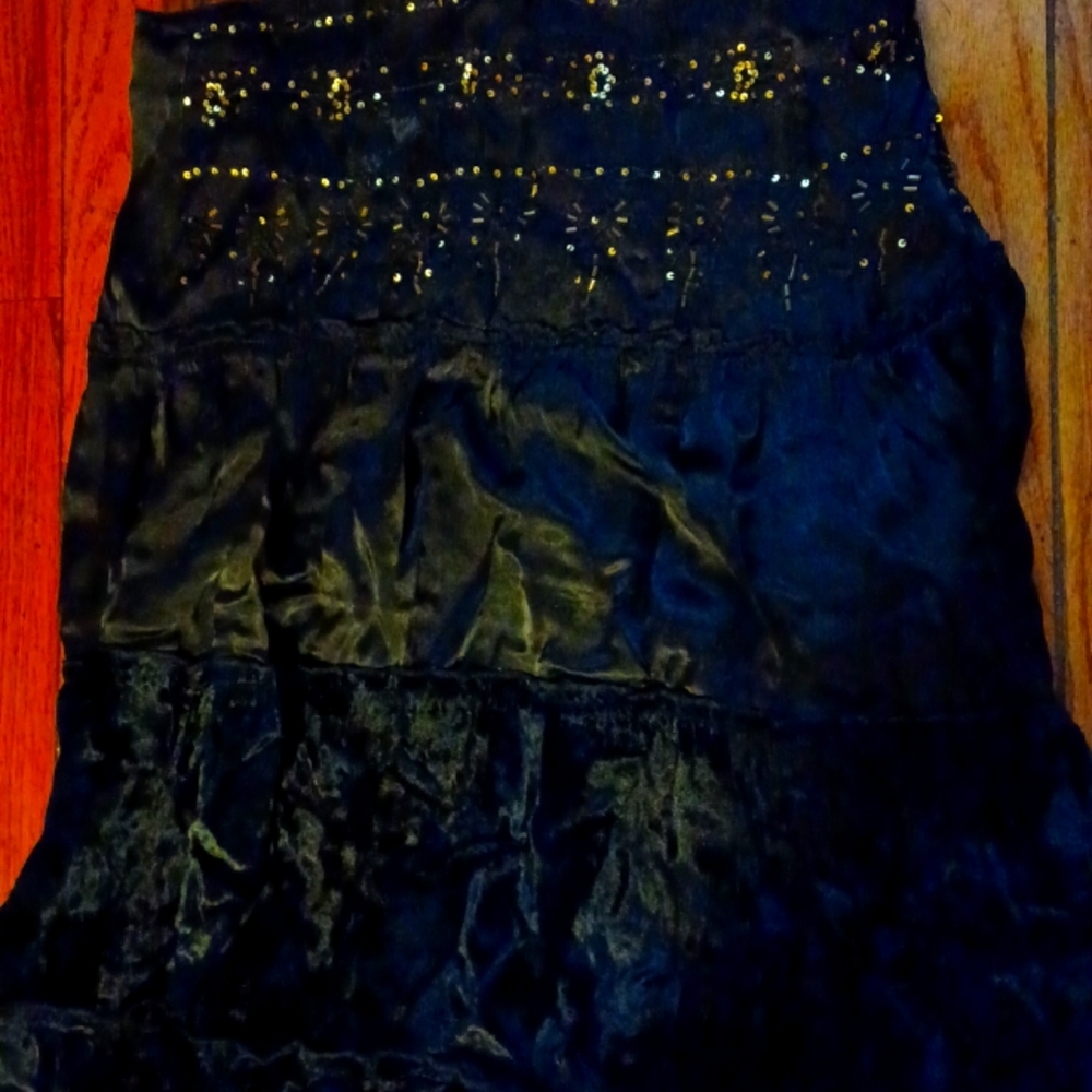 Black Velvet skirt with Gold Embellishments size L